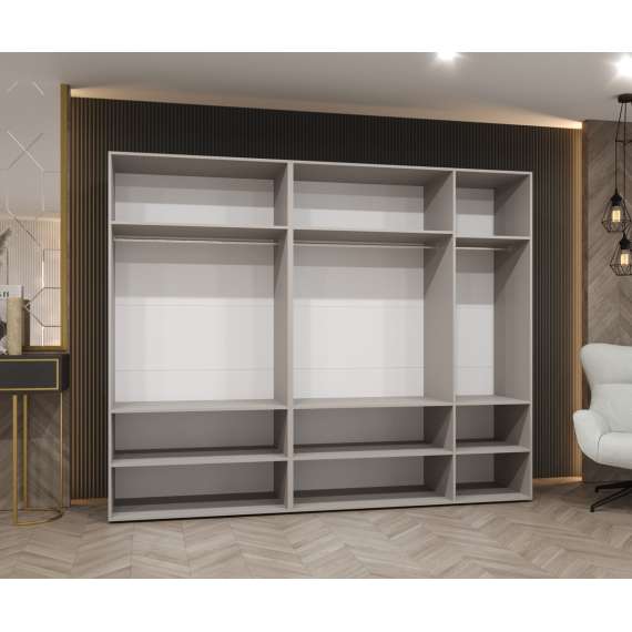 Garderobeskap PARMA 2 - 250x202 cm - cashmere - 5 dører - speil