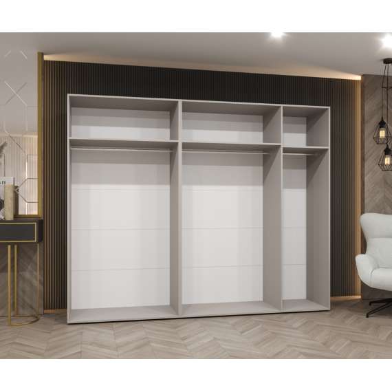 Garderobeskap PARMA 2 - 250x202 cm - cashmere - 5 dører - speil