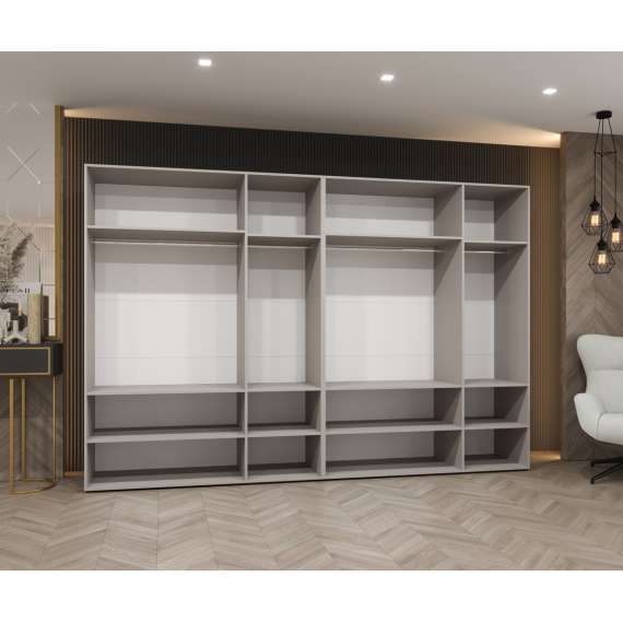 Garderobeskap PARMA 2 - 300x202 cm - svart matt - 6 dører - speil