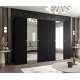 Garderobeskap PARMA 2 - 300x202 cm - svart matt - 6 dører - speil
