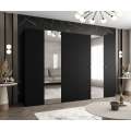 Garderobeskap PARMA 2 - 300x202 cm - svart matt - 6 dører - speil