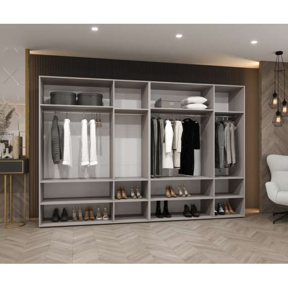 Garderobeskap PARMA 2 - 300x202 cm - hvit matt - 6 dører - speil