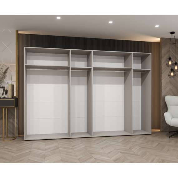 Garderobeskap PARMA 2 - 300x202 cm - hvit matt - 6 dører - speil