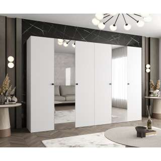 Garderobeskap PARMA 2 - 300x202 cm - hvit matt - 6 dører - speil