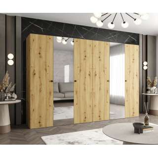 Garderobeskap PARMA 2 - 300x202 cm - eik artisan - 6 dører - speil