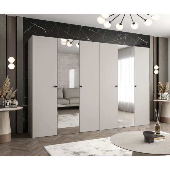 Garderobeskap PARMA 2 - 300x202 cm - cashmere - 6 dører - speil