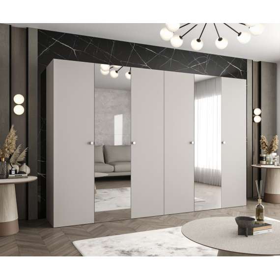 Garderobeskap PARMA 2 - 300x202 cm - cashmere - 6 dører - speil