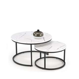 Bordsett JAVA - 2 stk - hvit marmor imitasjon