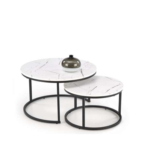 Bordsett JAVA - 2 stk - hvit marmor imitasjon