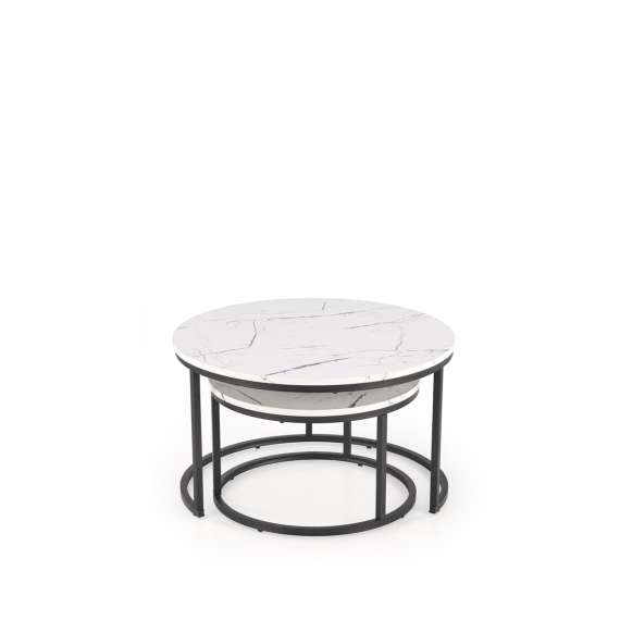 Bordsett JAVA - 2 stk - hvit marmor imitasjon