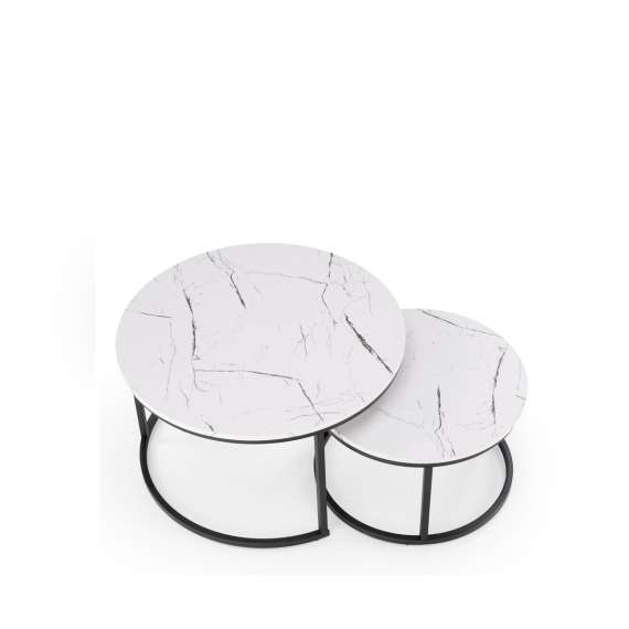 Bordsett JAVA - 2 stk - hvit marmor imitasjon