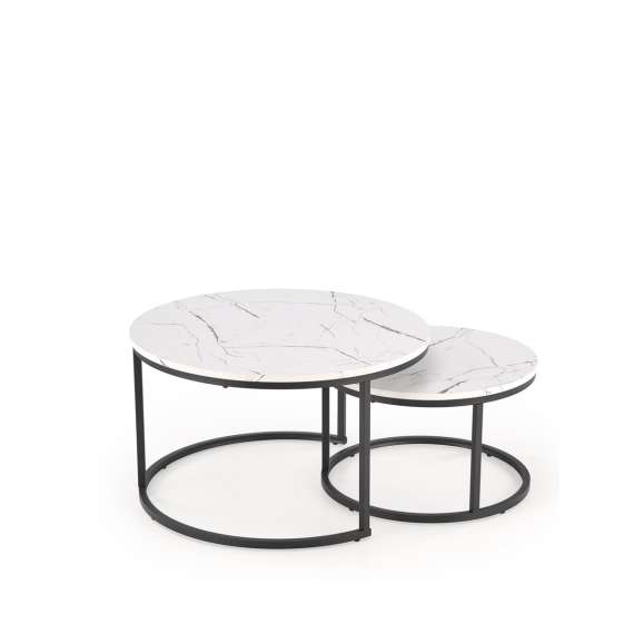 Bordsett JAVA - 2 stk - hvit marmor imitasjon