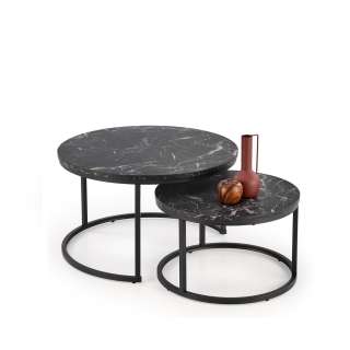 Bordsett JAVA - 2 stk - svart marmor imitasjon