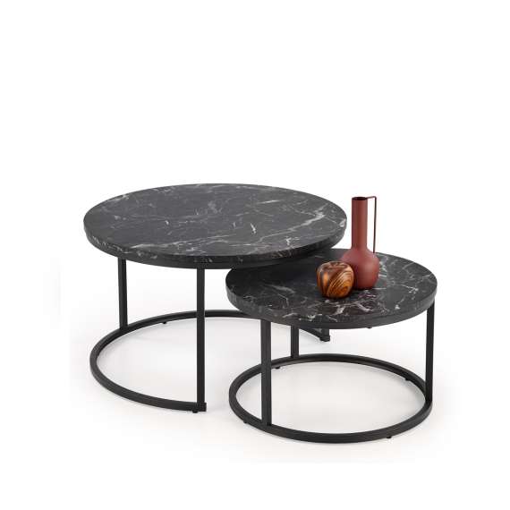 Bordsett JAVA - 2 stk - svart marmor imitasjon