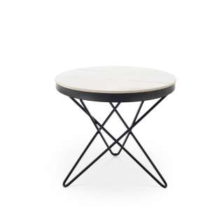 Sofabord LEILA - Ø60 cm - hvit marmor imitasjon