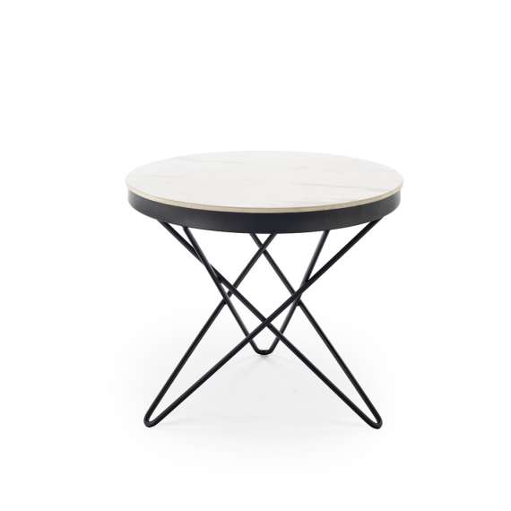 Sofabord LEILA - Ø60 cm - hvit marmor imitasjon