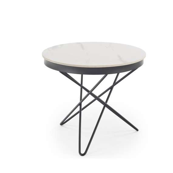 Sofabord LEILA - Ø60 cm - hvit marmor imitasjon