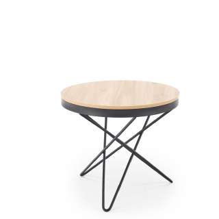 Sofabord LEILA - Ø60 cm - eik - svart understell