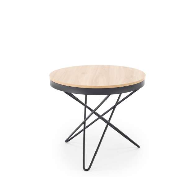 Sofabord LEILA - Ø60 cm - eik - svart understell