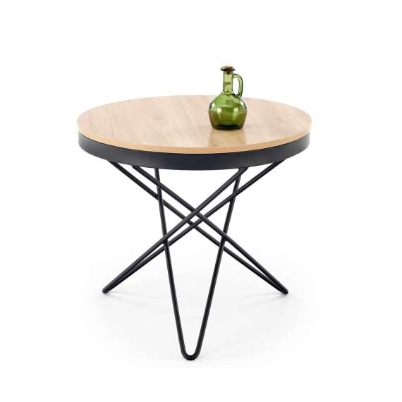 Sofabord LEILA - Ø60 cm - eik - svart understell