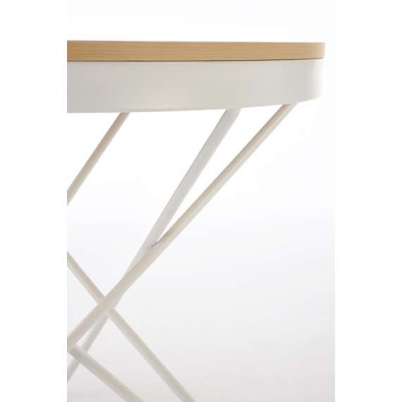 Sofabord LEILA - Ø60 cm - eik - hvit understell