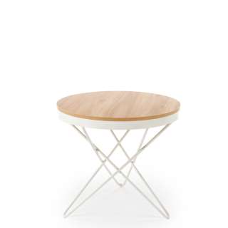 Sofabord LEILA - Ø60 cm - eik - hvit understell