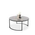 Sofabord MACAO - Ø80 cm - grå - svart understell
