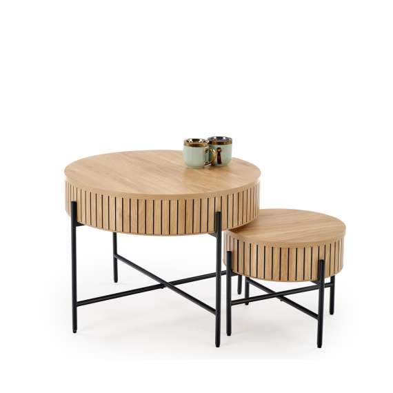 Bordsett DANTE - 2 stk - eik - oppbevaringsplass