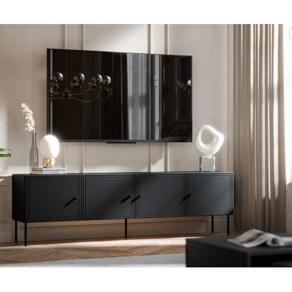Tv-benk PALAZZO NEW 200x60cm - svart matt - 4 dører
