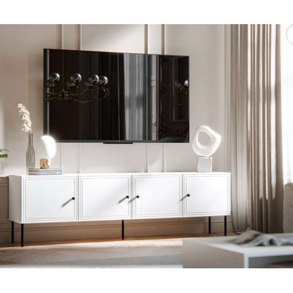 Tv-benk PALAZZO NEW 200x60cm - hvit matt - 4 dører