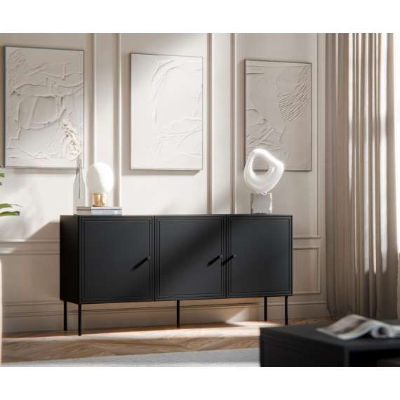 Skjenk PALAZZO NEW 150x75cm - svart matt - 3 dører