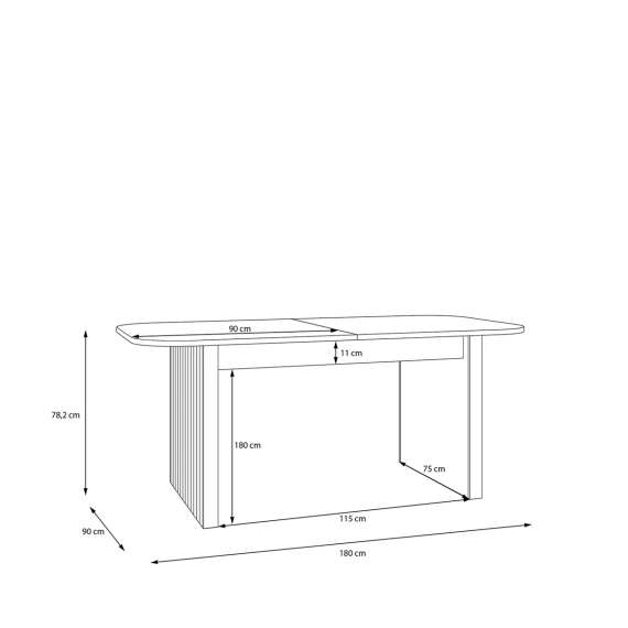 Salongbord FORMS 180-230 x90 cm - eik mauvela