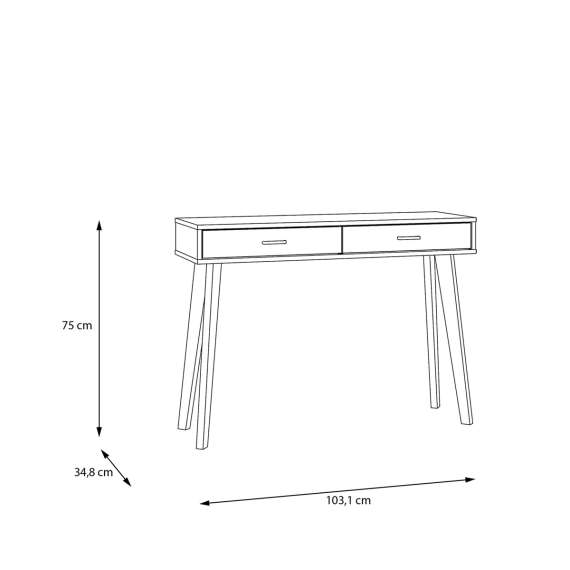 Sminkebord FORMS 103x35 cm - eik mauvela - 2 skuffer