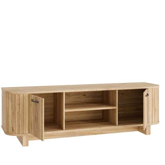 Tv-benk FORMS 189x59 cm - eik mauvela - 2 dører - avrundede kanter