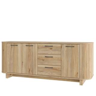 Skjenk FORMS 220x88 cm - eik mauvela - 3 dører - 3 skuffer - avrundede kanter
