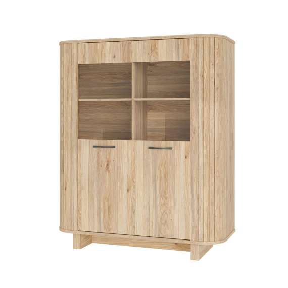 Vitrineskap FORMS 135x162 cm - eik mauvela - 2 dører - avrundede kanter