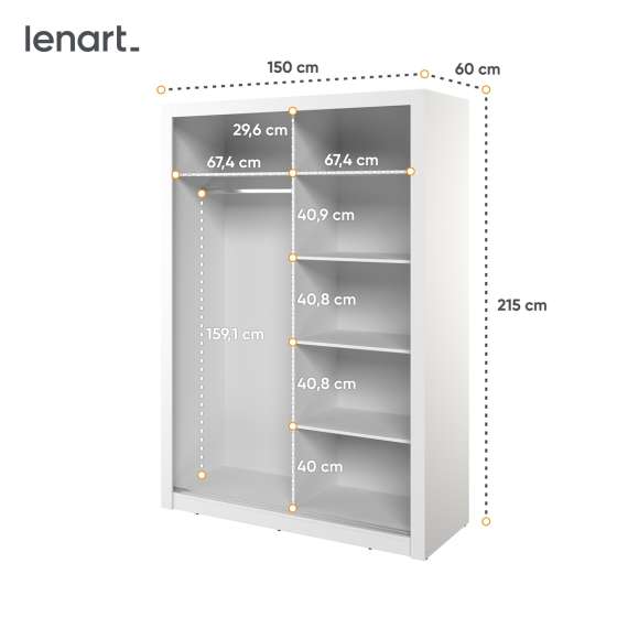 Garderobeskap Arti 150x215 cm - hvit matt