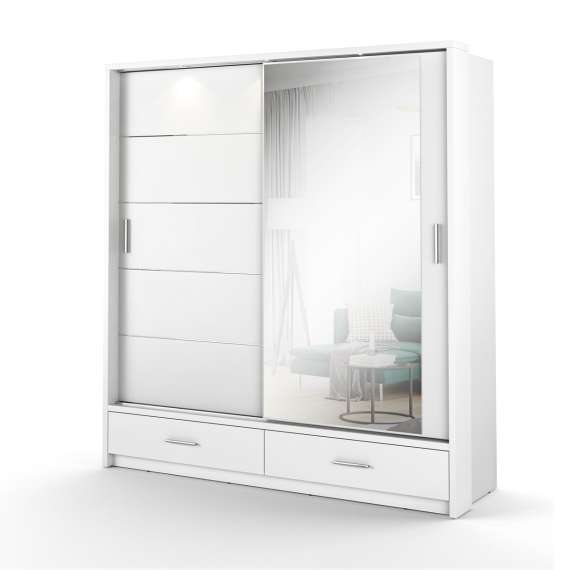 Garderobeskap Arti 200x215 cm - Hvit matt - LED