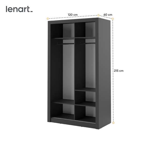 Garderobeskap Arti 120x215 cm - Svart matt