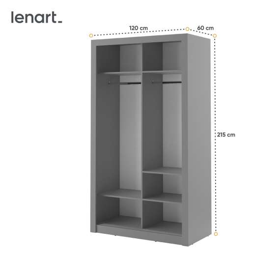 Garderobeskap Arti 120x215 cm - grå