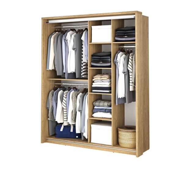 Garderobeskap Arti 180x218 cm - eik - med speil