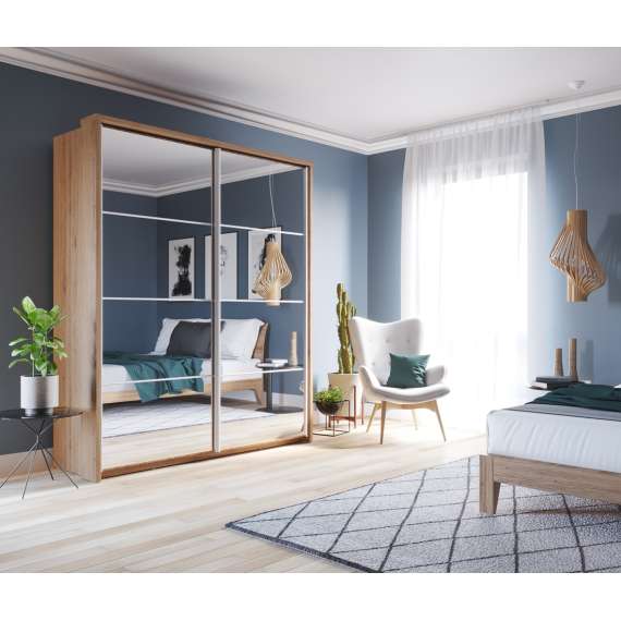 Garderobeskap Arti 180x218 cm - eik - med speil