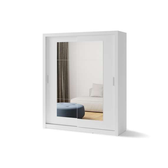 Garderobeskap Idea 180x215 cm - hvit - speil