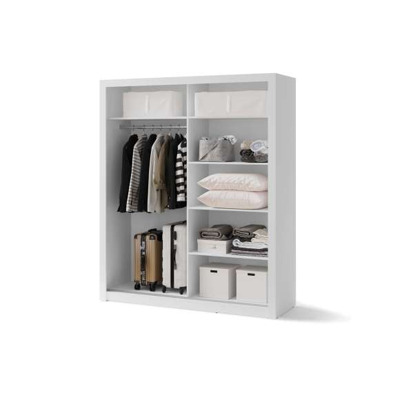 Garderobeskap Idea 180x215 cm - hvit - speil