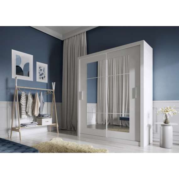 Garderobeskap Idea 180x215 cm - hvit - speil