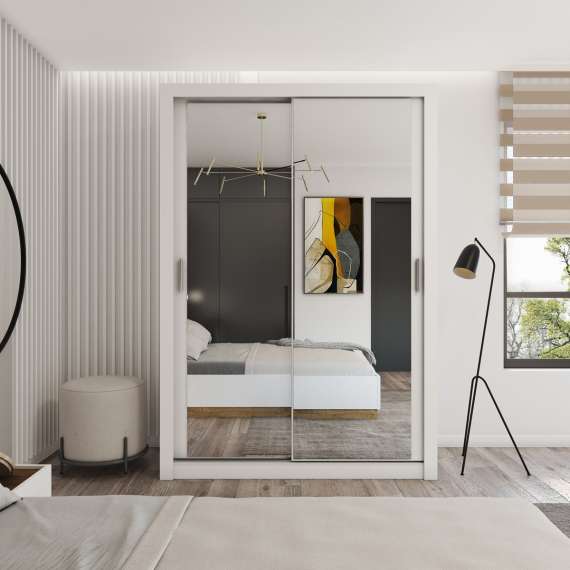 Garderobeskap Idea 150x215 cm - hvit - speil