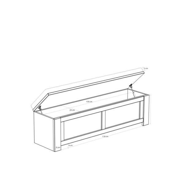 Sengeskiste Chisbury 135x42 cm - eik cabezone - eik riviera