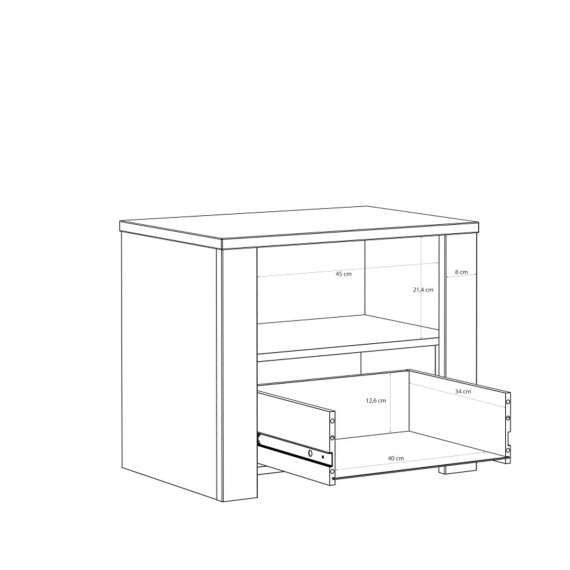 Nattbord Chisbury 62x52 cm - eik cabezone - eik riviera - 1 skuff