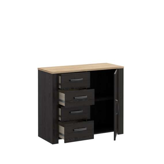 Skjenk Chisbury 102x87 cm - eik cabezone - eik riviera - 1 dør - 4 skuffer