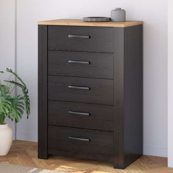 Skjenk Chisbury 72x106 cm - eik cabezone - eik riviera - 5 skuffer